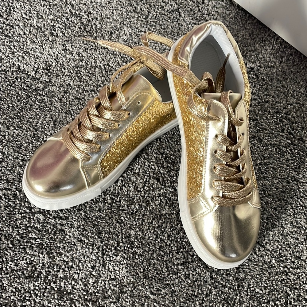 Shiny Gold Glitter Sneakers